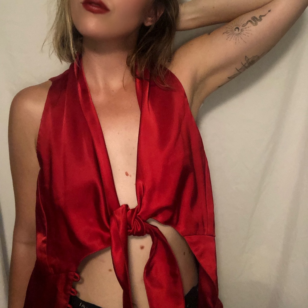 Roger Perry Red Satin Cocktail Blouse